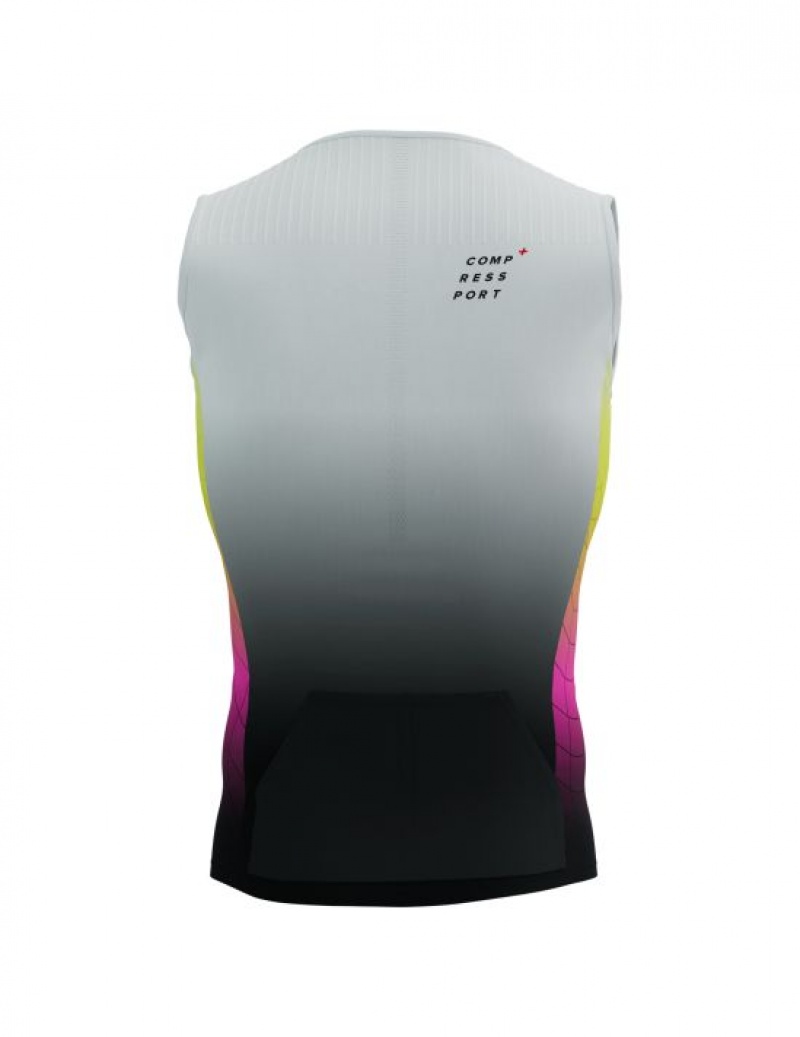 Compressport Tri Postural Aero Tank Top M T-shirts Heren Geel Roze | WJRSA-3671