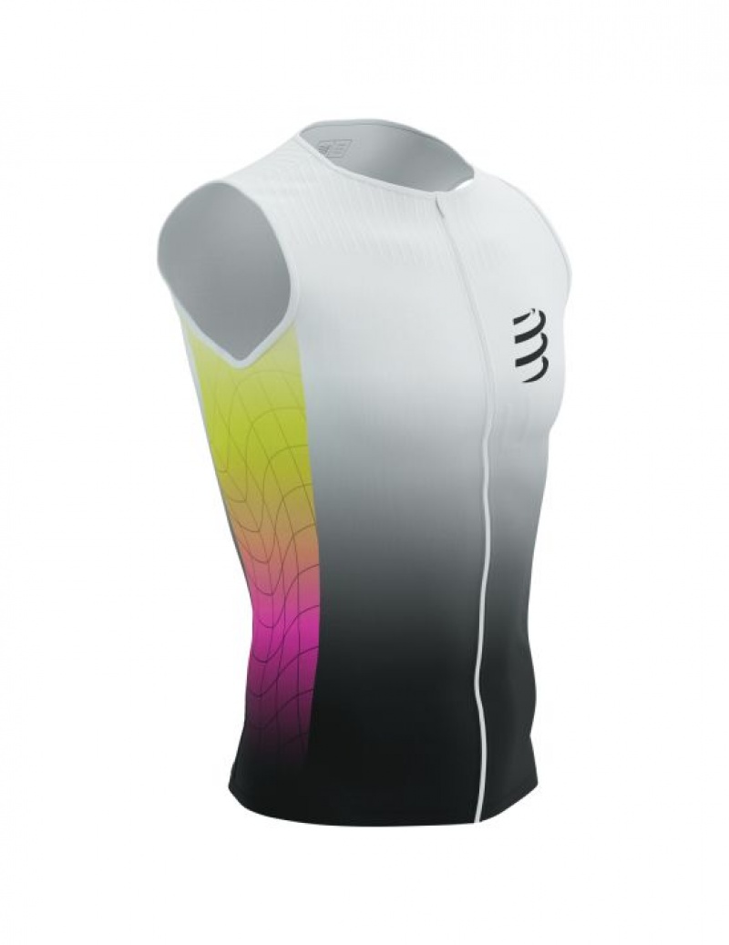 Compressport Tri Postural Aero Tank Top M T-shirts Heren Geel Roze | WJRSA-3671