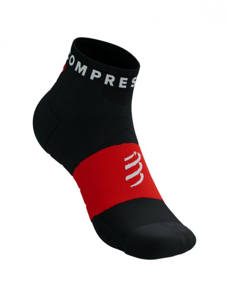 Compressport Ultra Trail Low Socks Loopsokken Heren Zwart Rood | WVQIB-1053